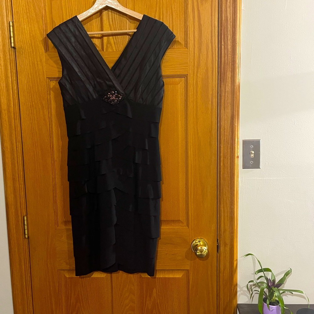 Joseph Ribkoff Black Cocktail Dress with Beading detail.